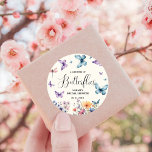 A lifetime of butterflies Bridal Shower Table Classic Round Sticker<br><div class="desc">Capture the essence of eternal love with our enchanting bridal shower sticker. Delicate butterflies flutter amidst a lush meadow of wildflowers,  evoking the timeless beauty of nature's romance.</div>