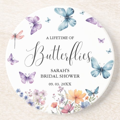 A lifetime of butterflies Bridal Shower Table Coaster