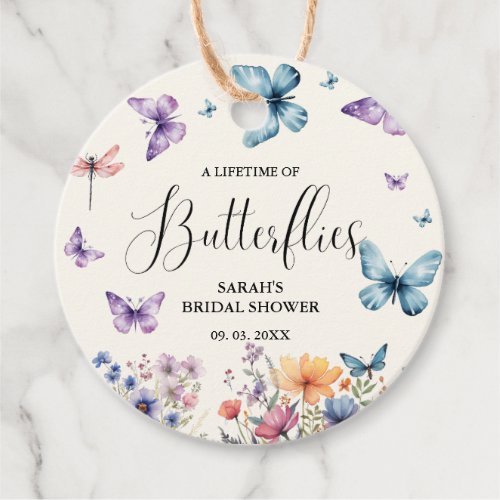 A lifetime of butterflies Bridal Shower Table Favor Tags