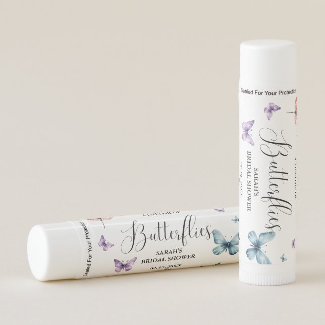 A lifetime of butterflies Bridal Shower Table Lip Balm (Front)
