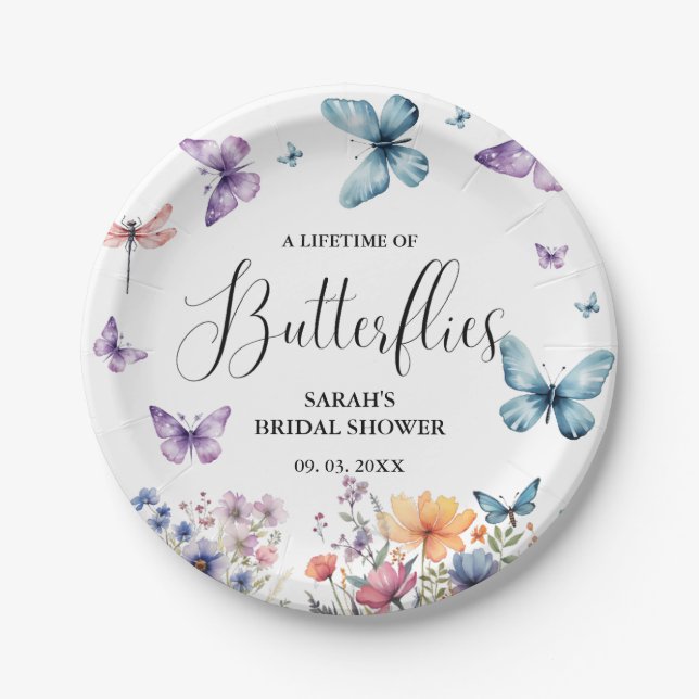 A lifetime of butterflies Bridal Shower Table Paper Plates (Front)