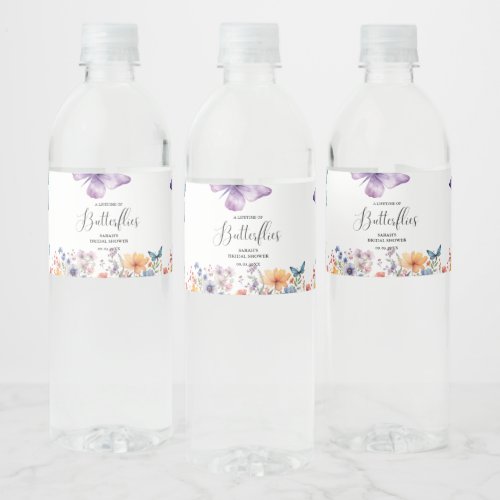A lifetime of butterflies Bridal Shower Table Water Bottle Label