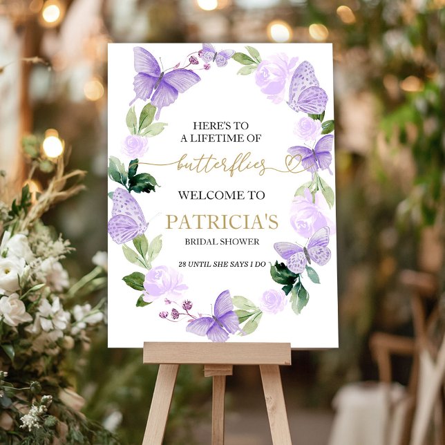 A Lifetime of Butterflies Bridal Shower Welcome Foam Board (Creator Uploaded)