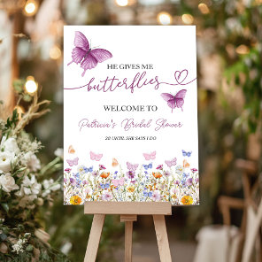 A Lifetime of Butterflies Bridal Shower Welcome Foam Board