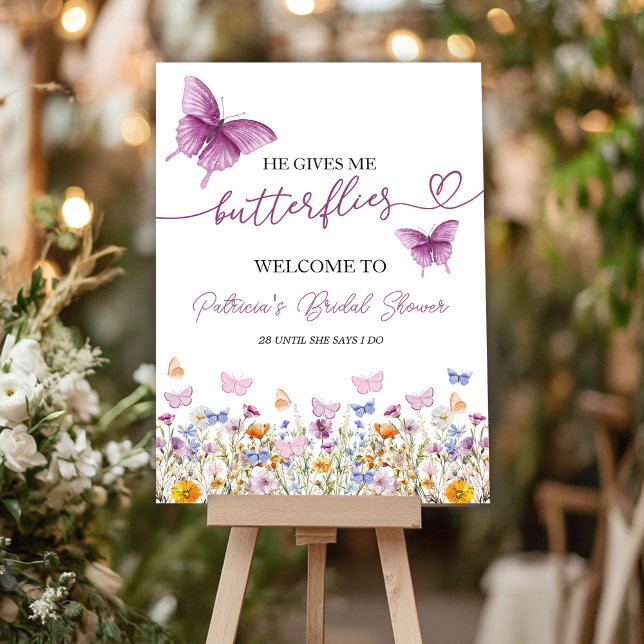 A Lifetime of Butterflies Bridal Shower Welcome Foam Board (Creator Uploaded)