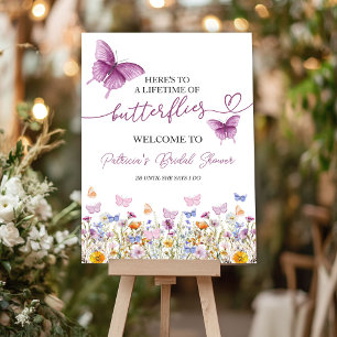 A Lifetime of Butterflies Bridal Shower Welcome Foam Board