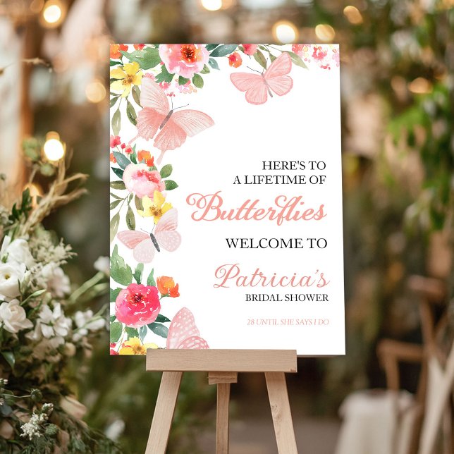 A Lifetime of Butterflies Bridal Shower Welcome Foam Board (Creator Uploaded)