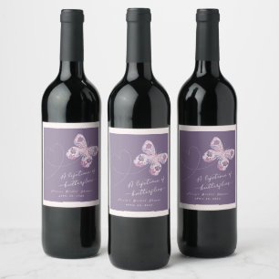 A Lifetime of Butterflies Bridal Shower Wine Label