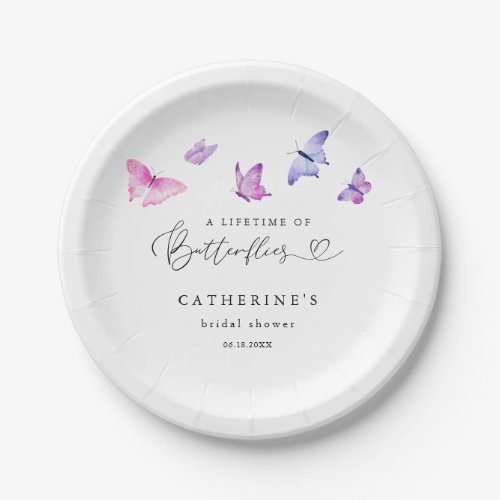 A Lifetime of Butterflies Cute Bridal Shower Paper Plates