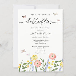 A Lifetime of Butterflies Floral Bridal Shower Invitation