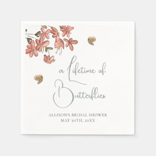 A Lifetime of Butterflies Floral Bridal Shower Napkins
