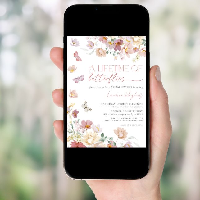 A Lifetime of Butterflies Pink Bridal Shower Invitation (Front Digital)
