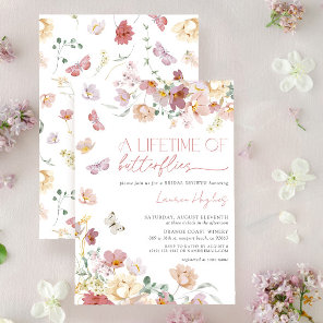 A Lifetime of Butterflies Pink Bridal Shower Invitation