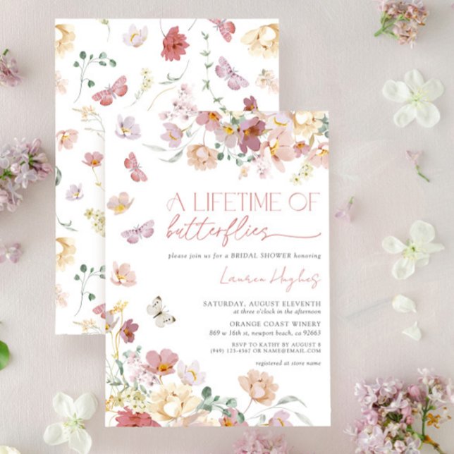 A Lifetime of Butterflies Pink Bridal Shower Invitation (Creator Uploaded)