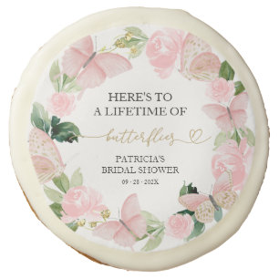 A Lifetime of Butterflies Pink Bridal Shower  Sugar Cookie
