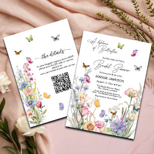 A Lifetime of Butterflies QR Code Bridal Shower Invitation