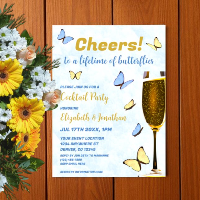 A Lifetime Of Butterflies Wedding Cocktail Party Invitation (Creator Uploaded)
