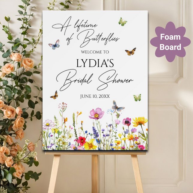 A Lifetime of Butterflies Wildflower Bridal Shower Foam Board (Creator Uploaded)