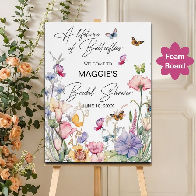 A Lifetime of Butterflies Wildflower Bridal Shower Foam Board (Creator Uploaded)