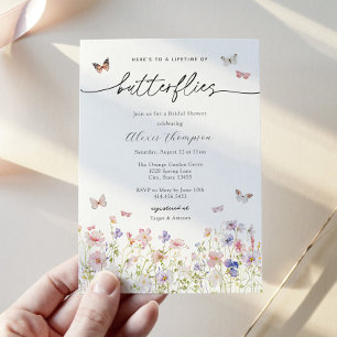 A Lifetime of Butterflies Wildflower Bridal Shower Invitation