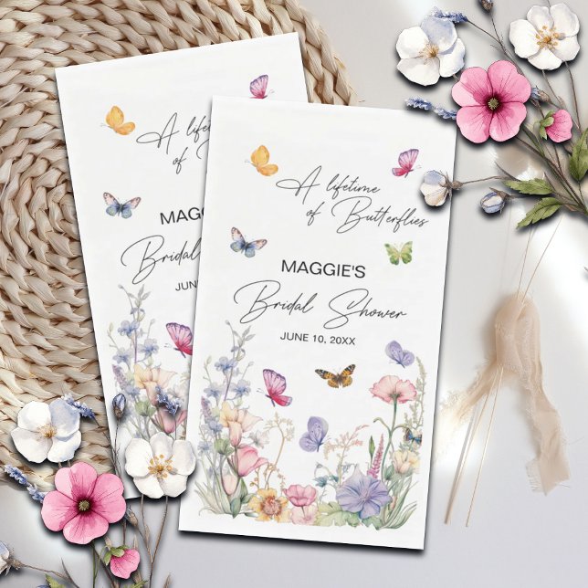 A Lifetime of Butterflies Wildflower Bridal Shower Paper Guest Towels (Creator Uploaded)