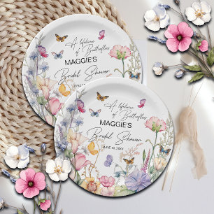 A Lifetime of Butterflies Wildflower Bridal Shower Paper Plates