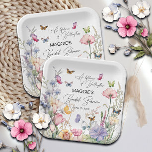 A Lifetime of Butterflies Wildflower Bridal Shower Paper Plates