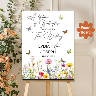 A Lifetime of Butterflies Wildflowers Wedding Foam Board