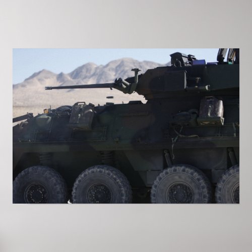A light armored vehicle fires poster