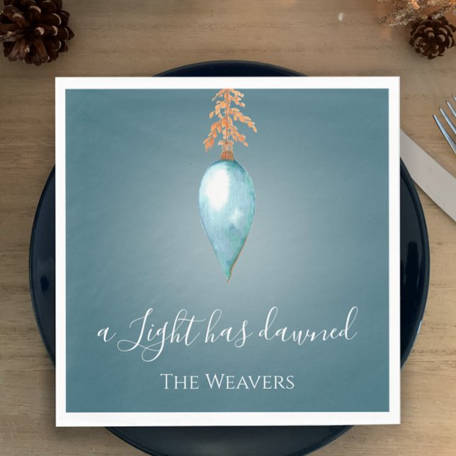 A Light has dawned | Blue Watercolor Christmas Napkins (Add inspiration and art to your Christmas dinner table with my hand painted blue watercolor napkins
)
