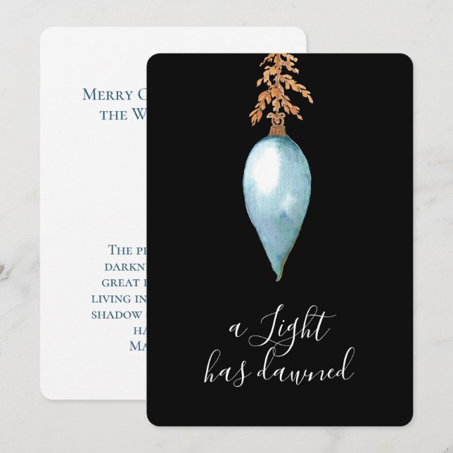 A Light Has Dawned Modern Watercolor Christmas Holiday Card (Front/Back)