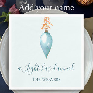 A Light Has Dawned, Watercolor Christian Christmas Napkins