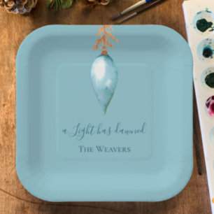 A Light Has Dawned Watercolor Christian Christmas Paper Plates