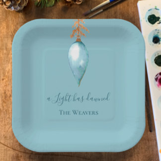 A Light Has Dawned Watercolor Christian Christmas Paper Plates
