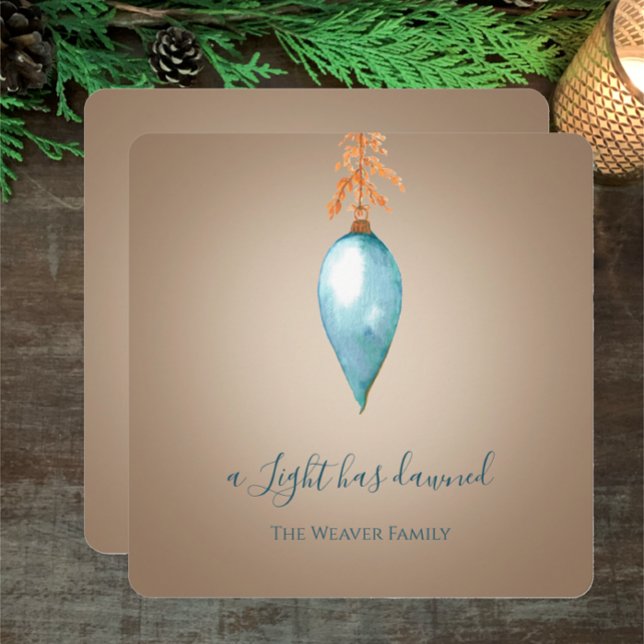 A Light Has Dawned | Watercolor Custom Christmas Holiday Card (Personalize this unique hand painted watercolor Christian Christmas card. A light has dawned.
)