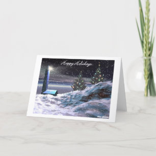 A lighthouse Christmas Holiday Card