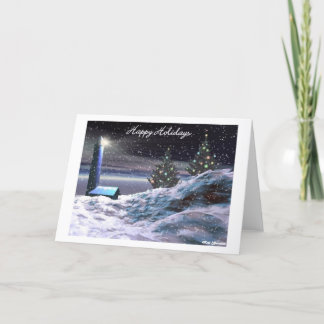 A lighthouse Christmas Holiday Card