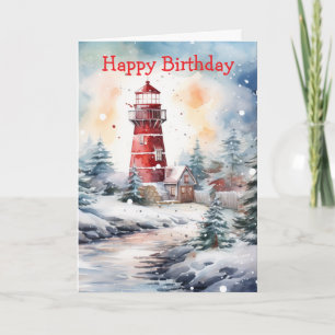 A Lighthouse in Winter Card