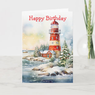 A Lighthouse in Winter Card