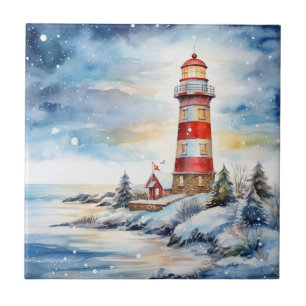 A Lighthouse in Winter Ceramic Tile