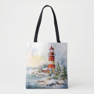 A Lighthouse in Winter Tote Bag