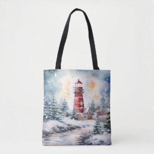 A Lighthouse in Winter Tote Bag