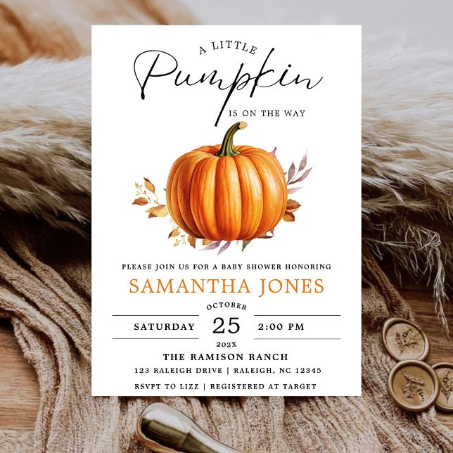 A Liitle Pumpkin Is on the Way Fall Baby Shower   Invitation (Creator Uploaded)