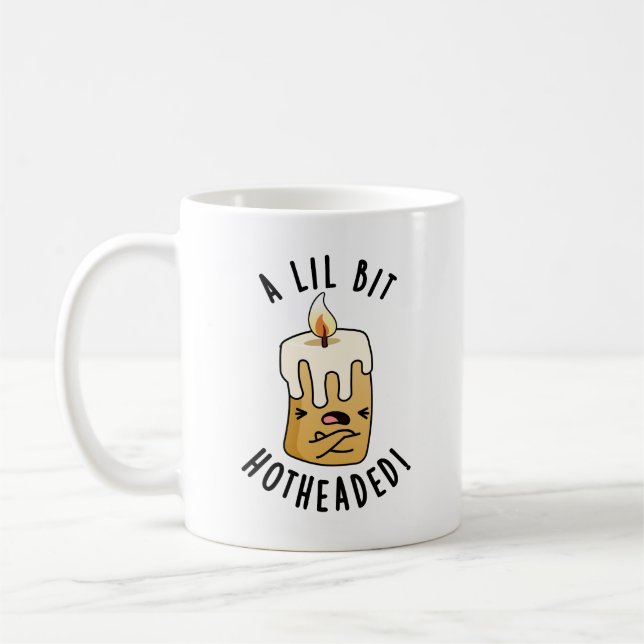 A Lil Bit Hot Headed Funny Candle Pun  Coffee Mug (Left)