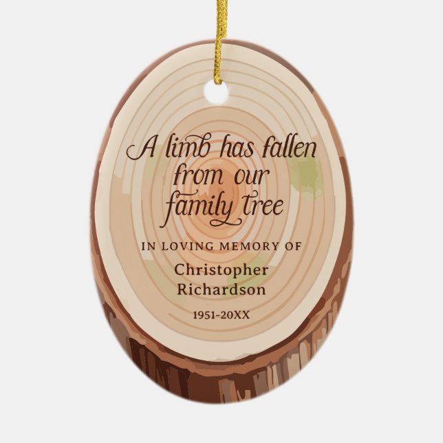 A Limb Has Fallen Personalized Photo Memorial Ceramic Ornament (Front)