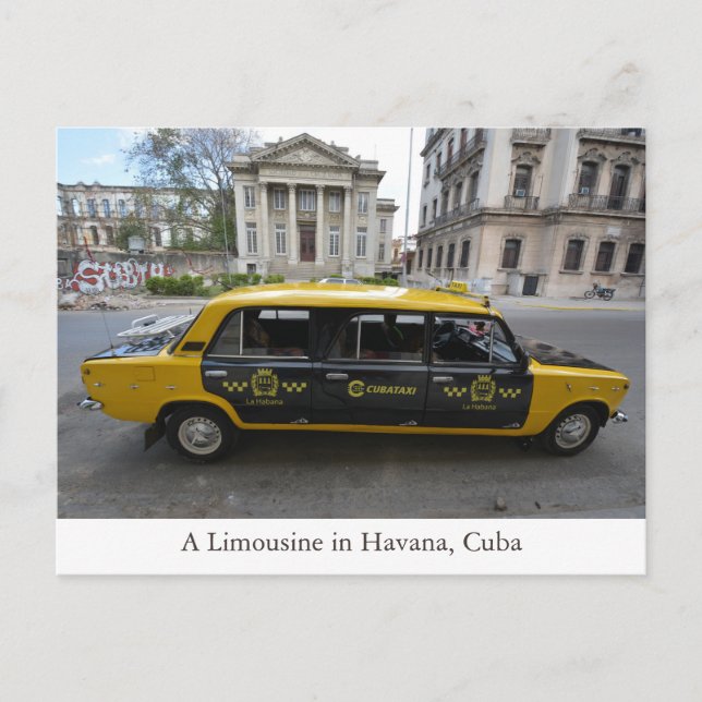 A Limousine Car in Havana (Habana) Cuba Postcard (Front)