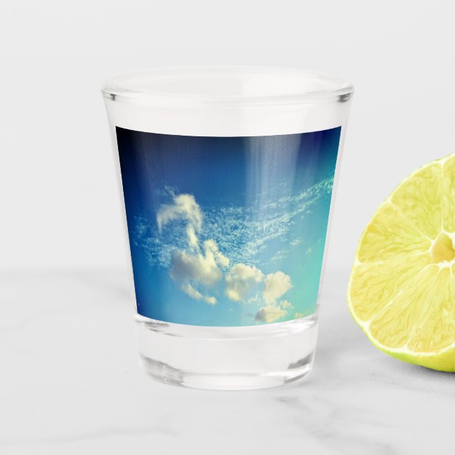 A line of clouds shot glass (Front)