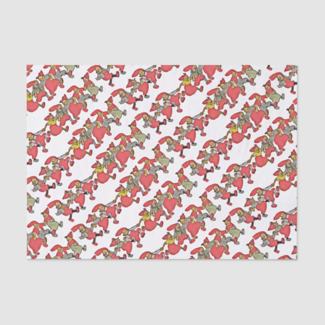 A Line of Dancing Gnomes Tissue Paper (Front)