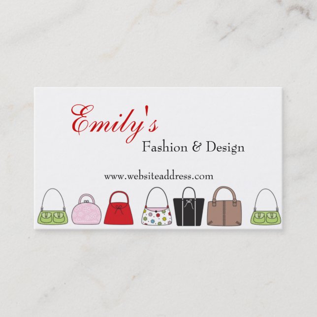A Line of Purses Design 3 Fashion Business Cards (Front)
