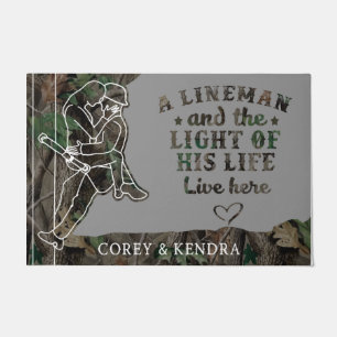 A Lineman And The Light Of His Life Live Here Doormat